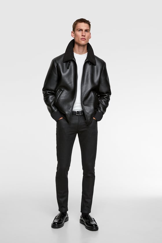 Faux Leather Bomber Jacket