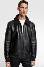 Load image into Gallery viewer, Faux Leather Bomber Jacket