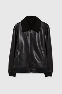 Faux Leather Bomber Jacket