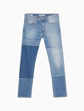 Load image into Gallery viewer, Athletic Taper Fit Patchwork Blue Jeans