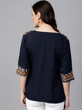 Load image into Gallery viewer, Women Navy Blue Printed Top