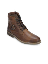 Load image into Gallery viewer, Men Brown Solid Leather Boots